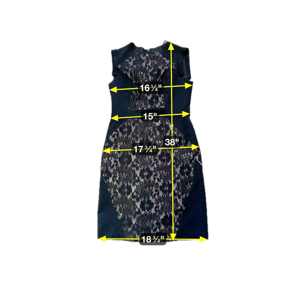 Adrianna Papell Blue Sheath Dress Mock Neck Midi - Picture 5 of 8